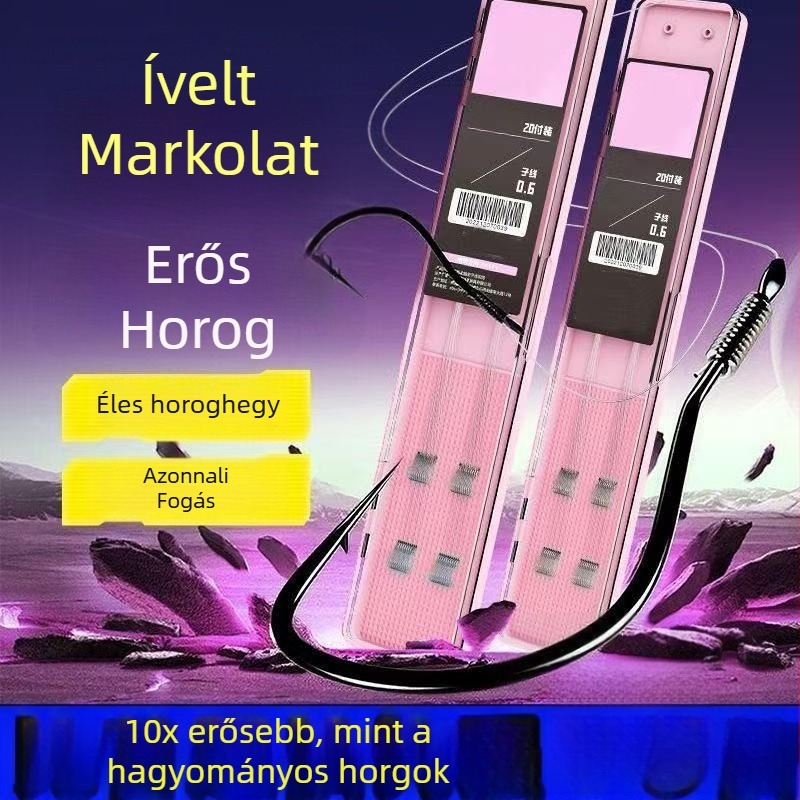 Hiteles horgászati készlet kettős horgokkal, zsinórral és védő hüvellyel édesvízi halakhoz