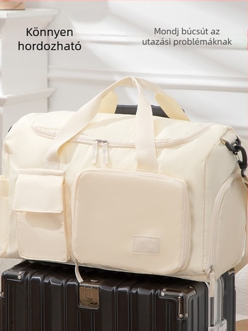Utazótáska, nagy kapacitású 36–55L, görgőkkel kompatibilis, anyaga nylon 230 kompozit szövet, légáteresztő, kopásálló, vízálló, uniszex, szabadidős utazási stílus