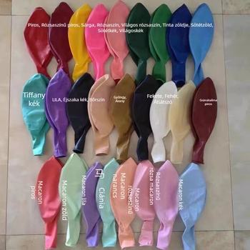 Latex kerek lufik matt felülettel, 10 darabos készlet arka dekorációhoz – születésnap, esküvő