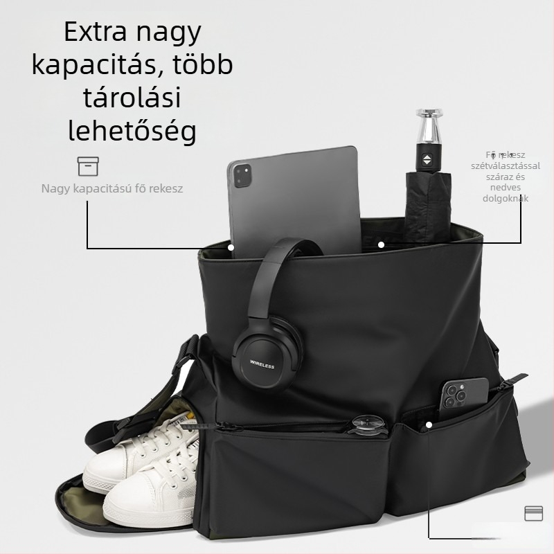 Utazó hátizsák nedves–száraz szétválasztással, PU anyag, 20–35L kapacitás, kopásálló, szabadidős utazásokhoz crossbody hevederrel