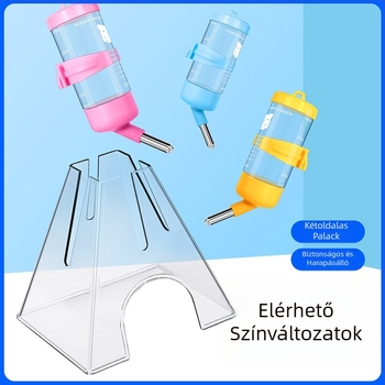 Kétfunkciós átlátszó víztartály kisállatok számára, golyós ivóedény, cseppálló, szivárgásmentes, akasztóval