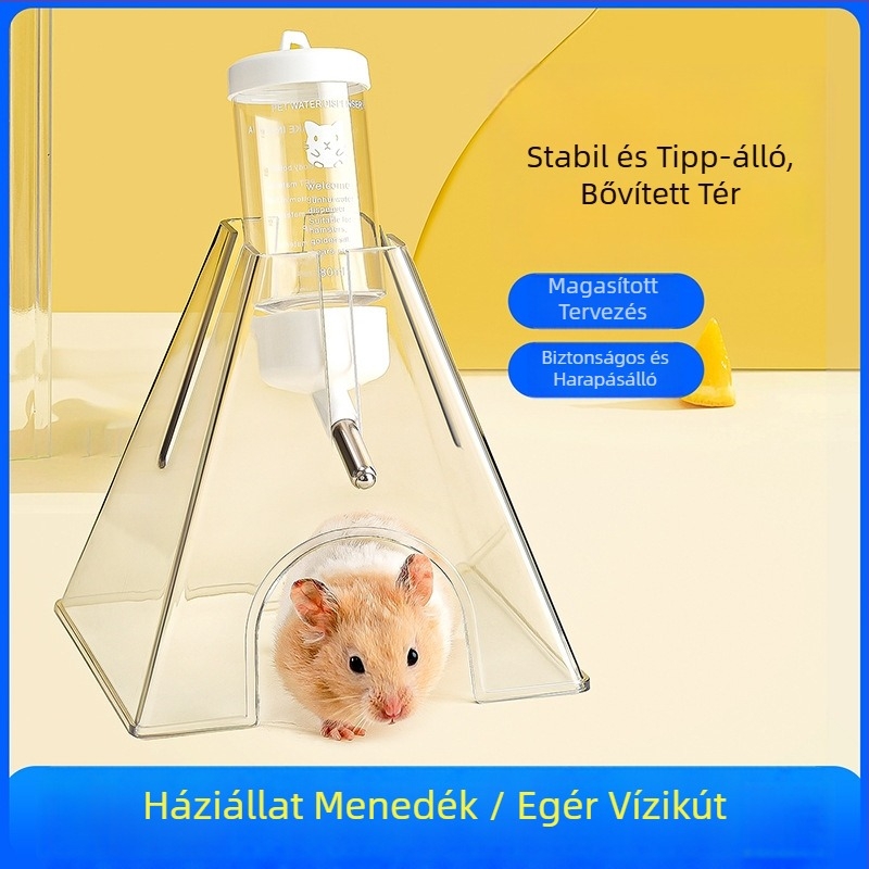 Kétfunkciós átlátszó víztartály kisállatok számára, golyós ivóedény, cseppálló, szivárgásmentes, akasztóval