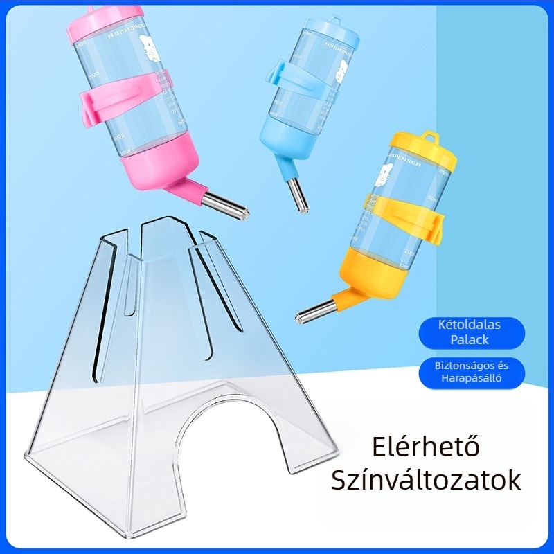 Kétfunkciós átlátszó víztartály kisállatok számára, golyós ivóedény, cseppálló, szivárgásmentes, akasztóval