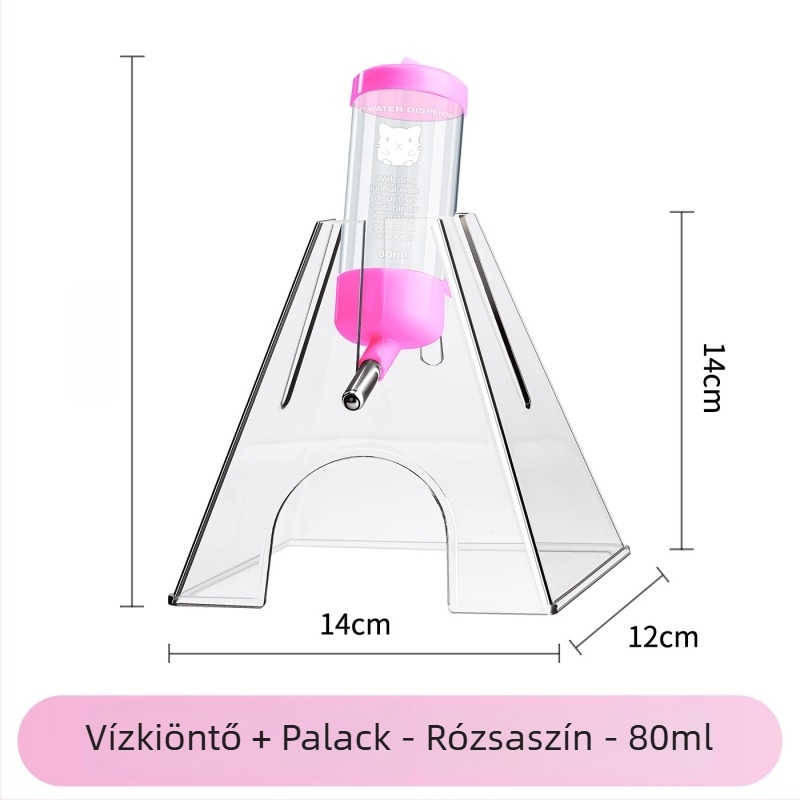 Kétfunkciós átlátszó víztartály kisállatok számára, golyós ivóedény, cseppálló, szivárgásmentes, akasztóval