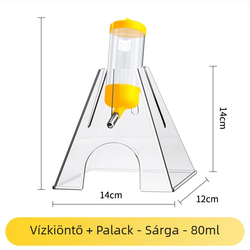 Kétfunkciós átlátszó víztartály kisállatok számára, golyós ivóedény, cseppálló, szivárgásmentes, akasztóval