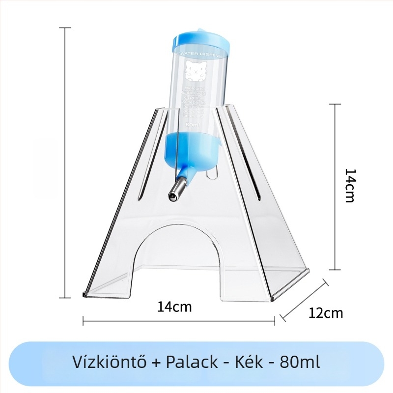 Kétfunkciós átlátszó víztartály kisállatok számára, golyós ivóedény, cseppálló, szivárgásmentes, akasztóval