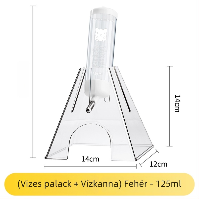 Kétfunkciós átlátszó víztartály kisállatok számára, golyós ivóedény, cseppálló, szivárgásmentes, akasztóval