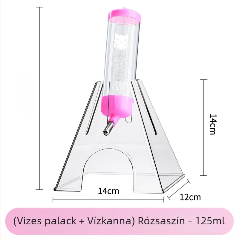 Kétfunkciós átlátszó víztartály kisállatok számára, golyós ivóedény, cseppálló, szivárgásmentes, akasztóval