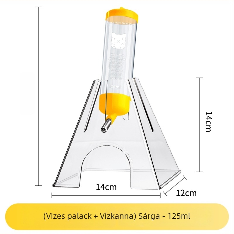 Kétfunkciós átlátszó víztartály kisállatok számára, golyós ivóedény, cseppálló, szivárgásmentes, akasztóval