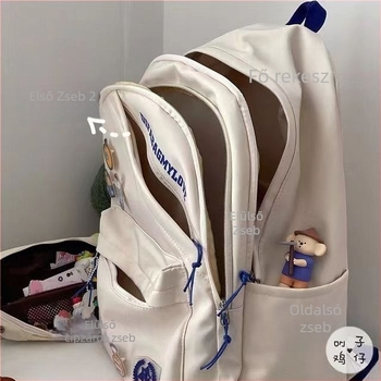 Uniszex iskolai hátizsák Harajuku Ulzzang, Oxford textil, 20–35L, cipzár, vízálló, rekesz laptop, betűs minta, modell 6006