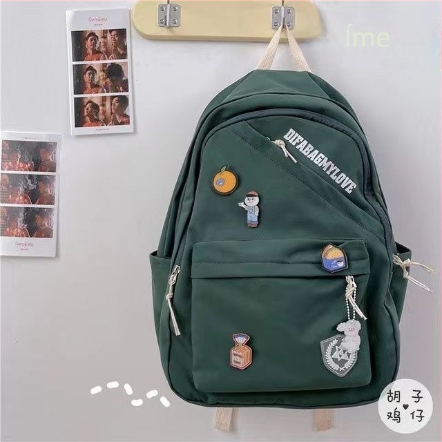 Uniszex iskolai hátizsák Harajuku Ulzzang, Oxford textil, 20–35L, cipzár, vízálló, rekesz laptop, betűs minta, modell 6006