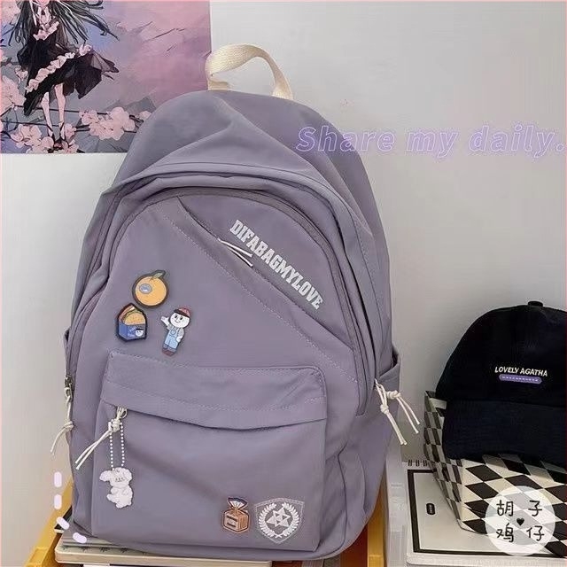 Uniszex iskolai hátizsák Harajuku Ulzzang, Oxford textil, 20–35L, cipzár, vízálló, rekesz laptop, betűs minta, modell 6006