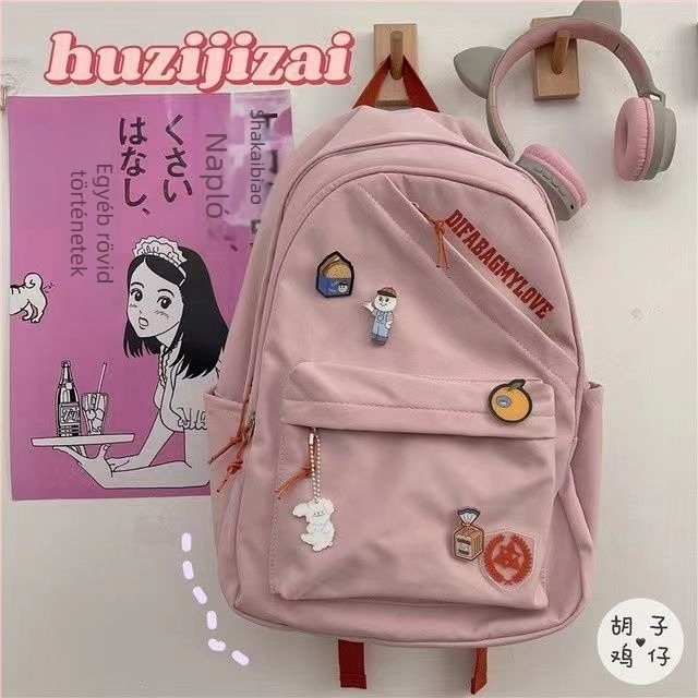 Uniszex iskolai hátizsák Harajuku Ulzzang, Oxford textil, 20–35L, cipzár, vízálló, rekesz laptop, betűs minta, modell 6006