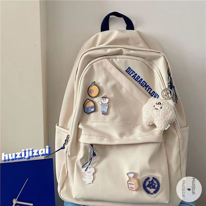 Uniszex iskolai hátizsák Harajuku Ulzzang, Oxford textil, 20–35L, cipzár, vízálló, rekesz laptop, betűs minta, modell 6006