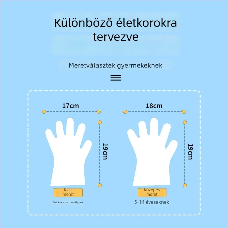 Egyszer használatos polietilen kesztyűk, átlátszóak, normál vastagságúak, logóval testreszabhatóak