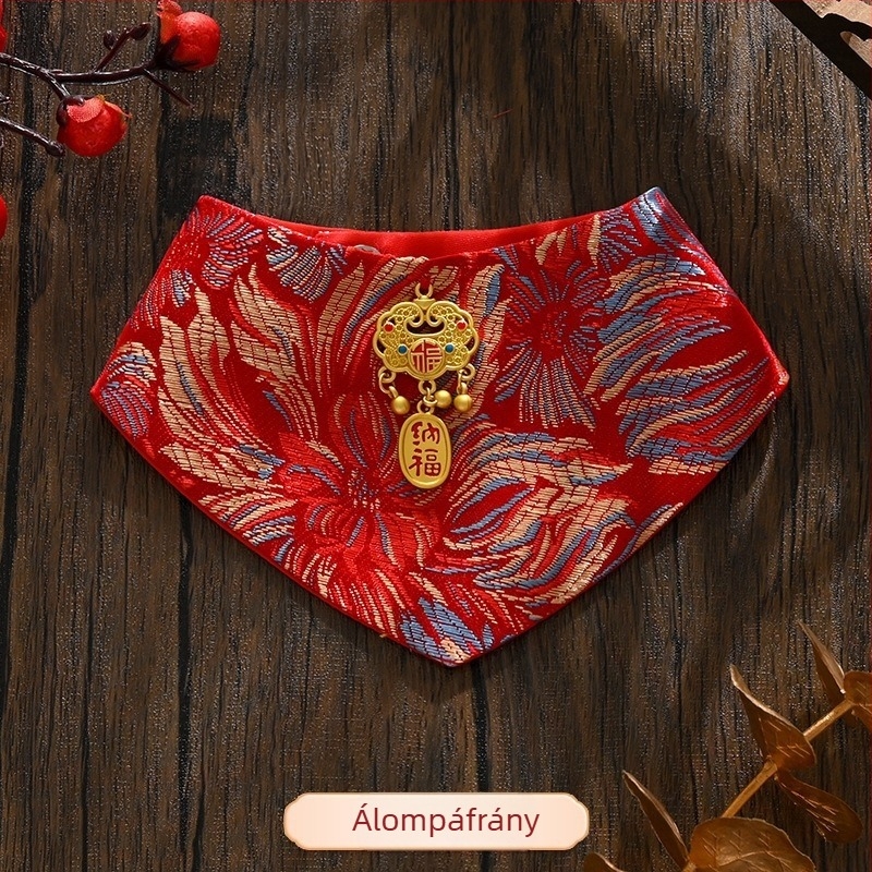 Háromszög sál, kínai stílus, szatén szövés, hímzés (Anyag: Szövet; Szövés módja: Szatén szövés; Feldolgozás: Hímzés; Stílus: Kínai)