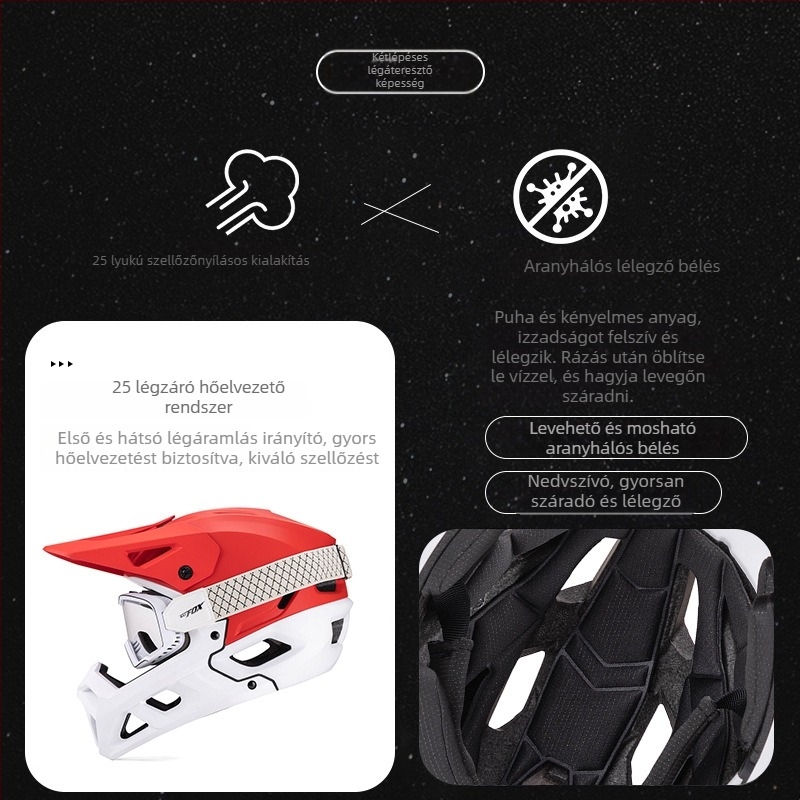 Off-road teljes arcú sisak hegyi kerékpárhoz, uniszex felnőtt, PC héj + EPS bélés + EPP állvédő
