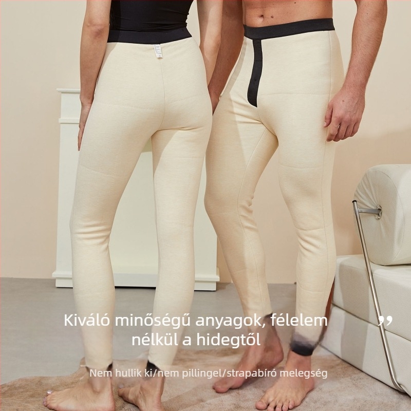 Tangge Selyemmel töltött vastag termo nadrág férfiak és nők számára, középső derekú, karcsúsított fazon, szélálló alsó réteg