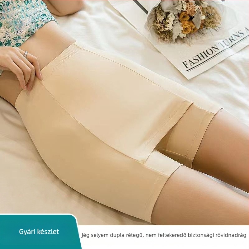 Női ice silk dupla rétegű biztonsági nadrág, varrás nélküli, magas derék, nyárra, expozíció elleni védelem