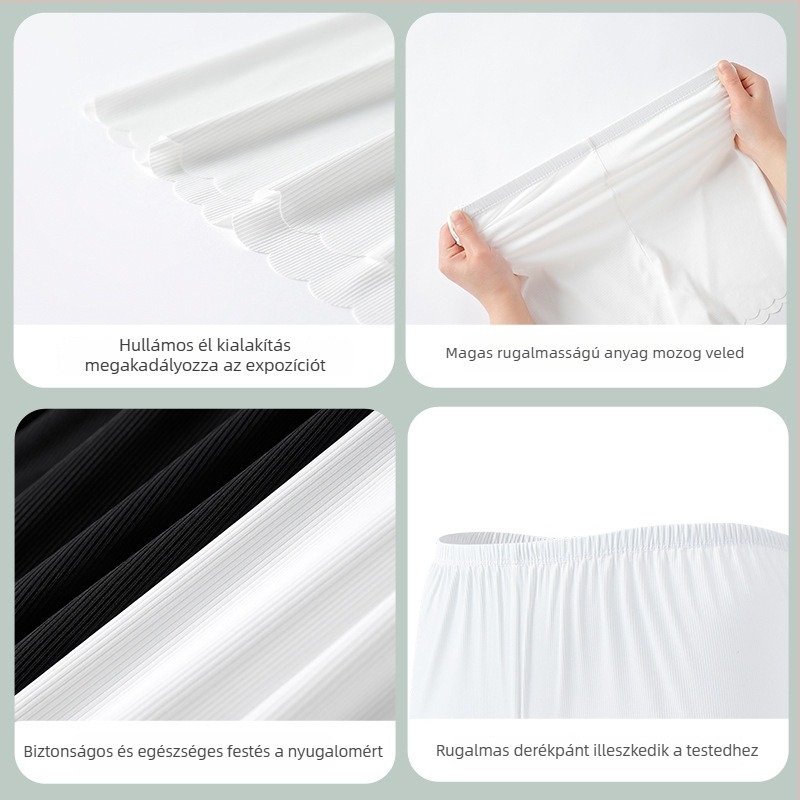 Női Biztonsági Nadrág Nyárra – Nylon Kötött, Középső Derék, Egyszínű, Anti-Expozíció Funkció