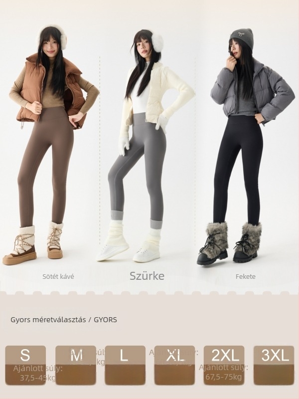 Női jóga nadrág, magas derék, fleece béléses, vastag és meleg, nylon-spandex keverék, szoros szabás