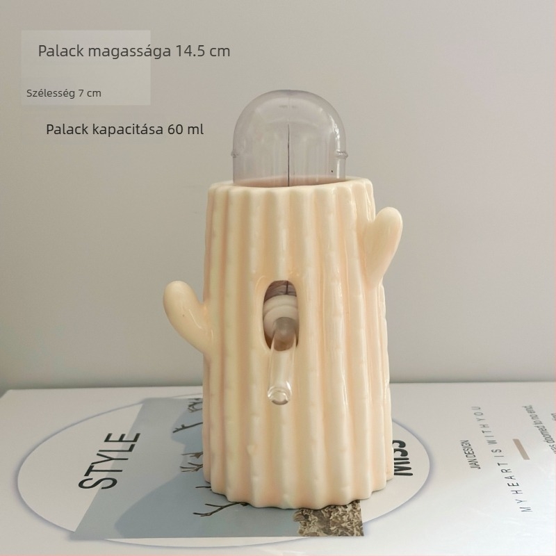 Kerámiából készült hörcsög víztartó palack kaktusz alakú állvánnyal, padlóra álló, könnyen tisztítható, csöpögés és harapás elleni