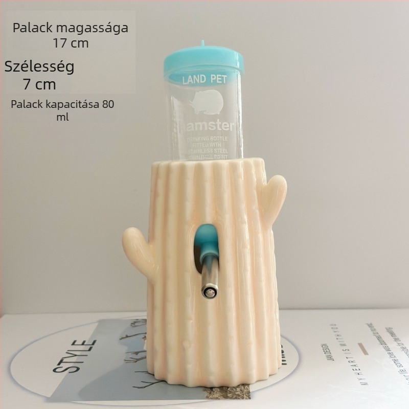 Kerámiából készült hörcsög víztartó palack kaktusz alakú állvánnyal, padlóra álló, könnyen tisztítható, csöpögés és harapás elleni