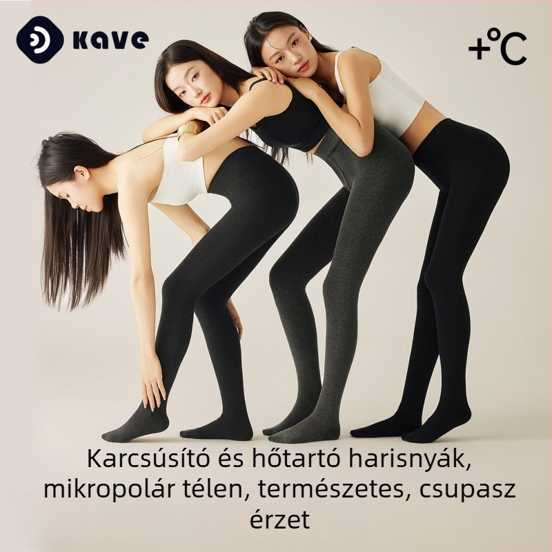 Női pamut harisnyanadrág ősz-télire, függőleges csíkokkal, hosszított fazon, vastag és meleg, plusz méret, szürke