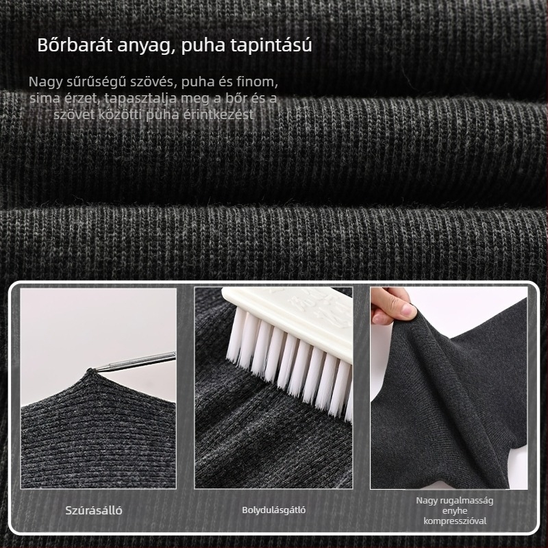 Női pamut harisnyanadrág ősz-télire, függőleges csíkokkal, hosszított fazon, vastag és meleg, plusz méret, szürke