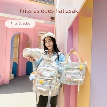 Nylon iskolai hátizsák, nagy kapacitású, könnyű, friss és édes stílus, csillag mintával