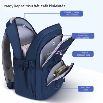 Középiskolai hátizsák - Nagy kapacitású nylon, lélegző, vízálló, ultra könnyű, légpárnás vállpántok, gerincvédő