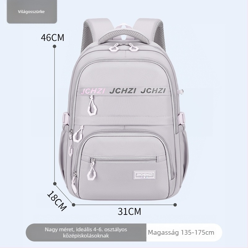 Középiskolai hátizsák - Nagy kapacitású nylon, lélegző, vízálló, ultra könnyű, légpárnás vállpántok, gerincvédő