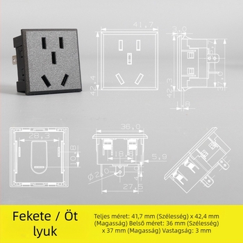 Áramkiválasztó asztali aljzat modul ötlyukú és háromlyukú aljzatokkal, beépített AC tápcsatlakozó