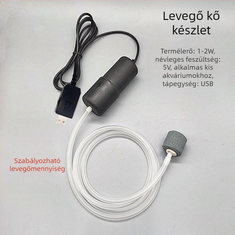 USB táplált oxigénpumpa akváriumhoz, lépésmentes levegőáram-szabályozással, hordozható kültéri használatra, 118 g