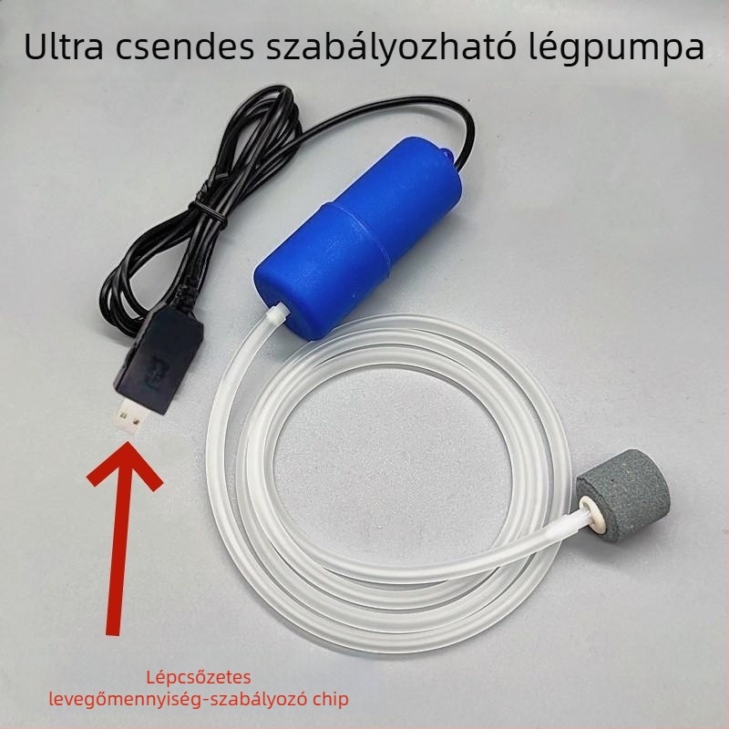 USB táplált oxigénpumpa akváriumhoz, lépésmentes levegőáram-szabályozással, hordozható kültéri használatra, 118 g