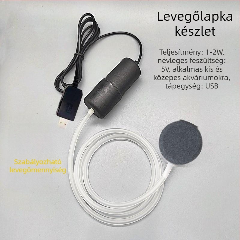 USB táplált oxigénpumpa akváriumhoz, lépésmentes levegőáram-szabályozással, hordozható kültéri használatra, 118 g