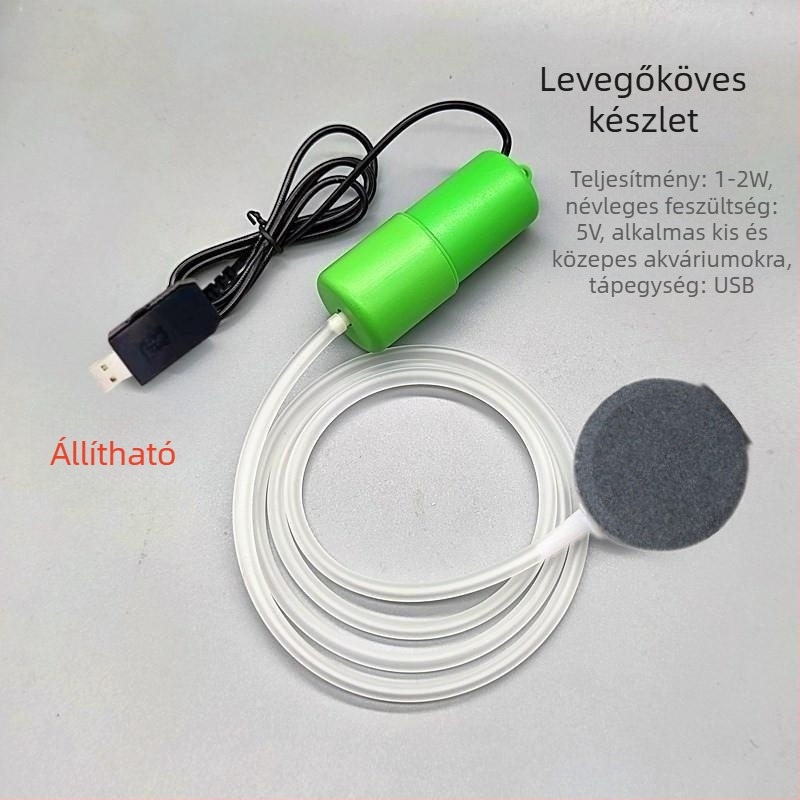 USB táplált oxigénpumpa akváriumhoz, lépésmentes levegőáram-szabályozással, hordozható kültéri használatra, 118 g