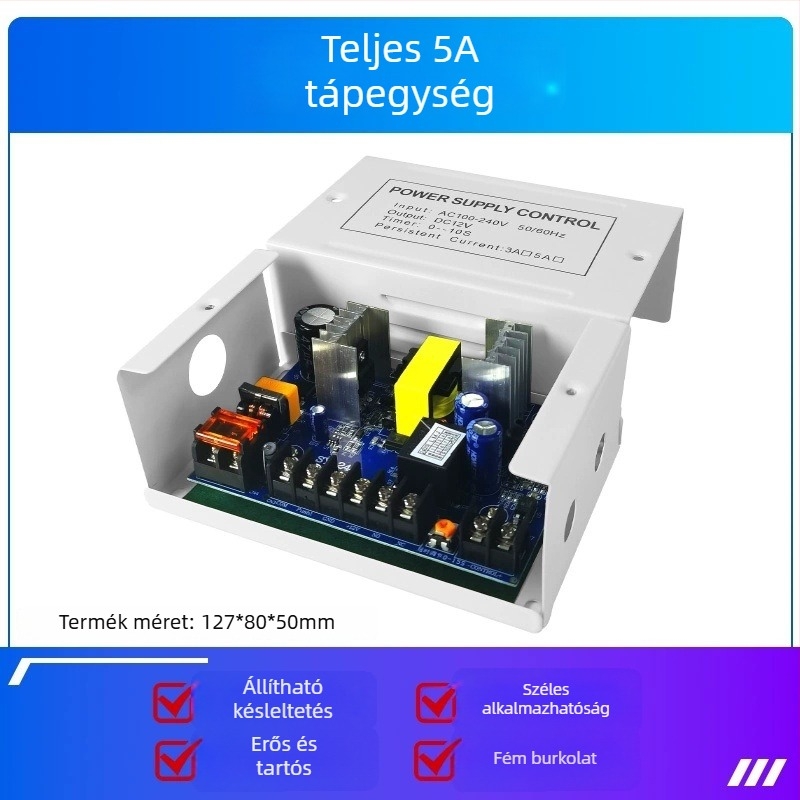 Hozzáférés-vezérlő tápegység, AC/DC modul, 12V, modellek P04/05/06, proximitás kártya azonosítás 0.03, működés 20°C