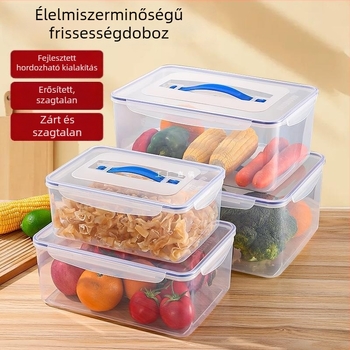 Műanyag élelmiszer-minőségű zárható rekesz hűtőbe, zöldségek tárolására; hőálló és fagyálló