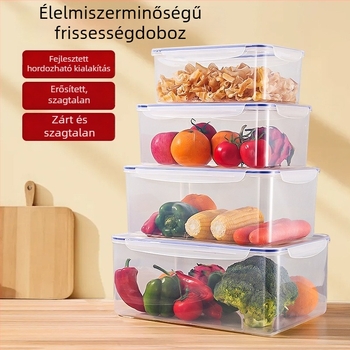 Műanyag élelmiszer-minőségű zárható rekesz hűtőbe, zöldségek tárolására; hőálló és fagyálló