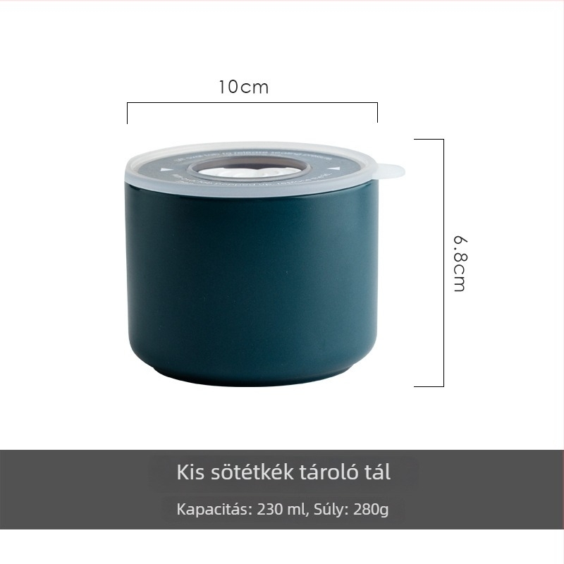 Mikrohullámú sütőben használható kerámia ebédes doboz, kör alakú, kétszintes, zárható, 301–500 ml