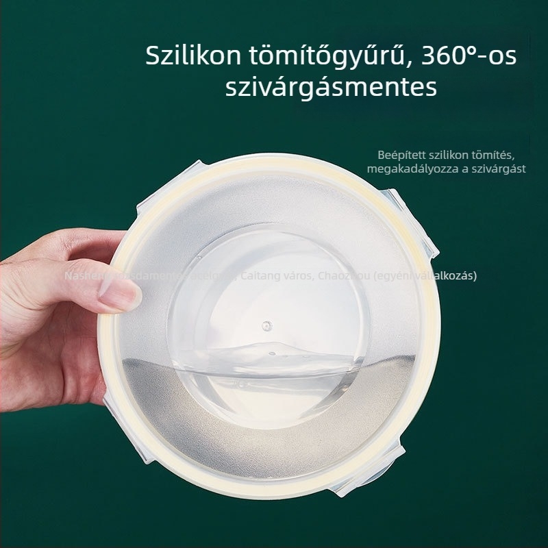 304 rozsdamentes acél kör alakú élelmiszer-tároló doboz lezárható fedővel, 800–1000 ml
