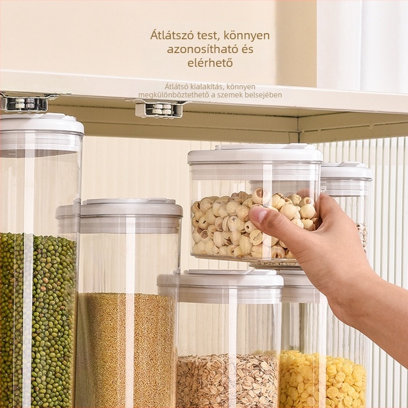 Honey Doshiko műanyag gabonatároló edény flip-top fedővel, átlátszó ovális alakú, 1–2 L