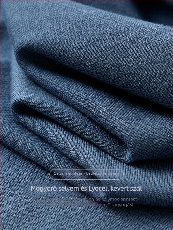 Férfi rövid ujjú kötött T‑póló — Lyocell/pamut/nylon/mulberry silk keverék, légáteresztő és nedvszívó, normál fazon, kerek nyak