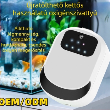 Újratölthető oxigénpumpa és aerátor horgászathoz és akváriumhoz – USB-ről működik, kettős használat, súly 205 g, modellok: A-101/A-102/A-103
