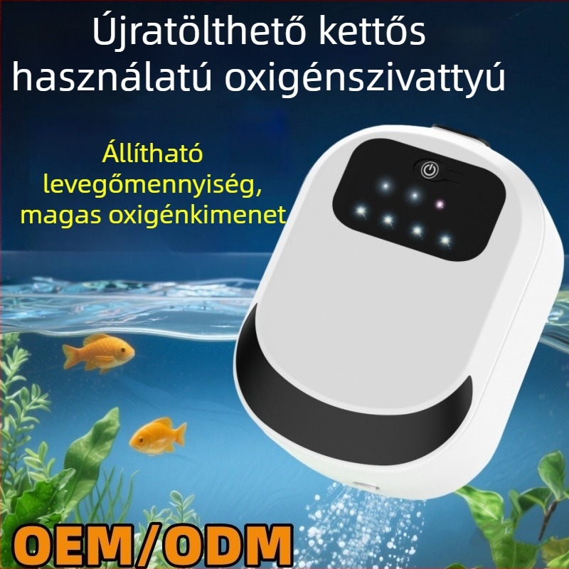 Újratölthető oxigénpumpa és aerátor horgászathoz és akváriumhoz – USB-ről működik, kettős használat, súly 205 g, modellok: A-101/A-102/A-103
