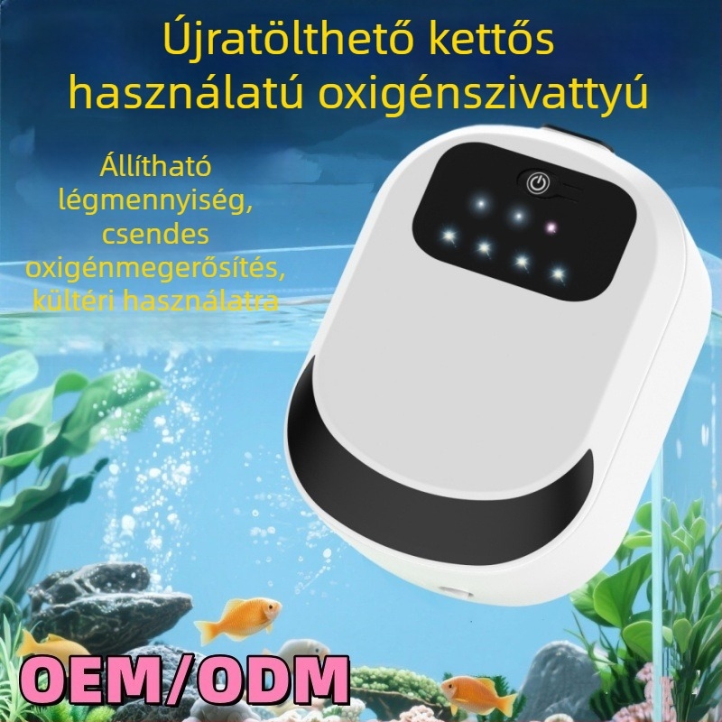 Újratölthető oxigénpumpa és aerátor horgászathoz és akváriumhoz – USB-ről működik, kettős használat, súly 205 g, modellok: A-101/A-102/A-103