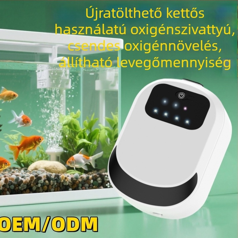 Újratölthető oxigénpumpa és aerátor horgászathoz és akváriumhoz – USB-ről működik, kettős használat, súly 205 g, modellok: A-101/A-102/A-103
