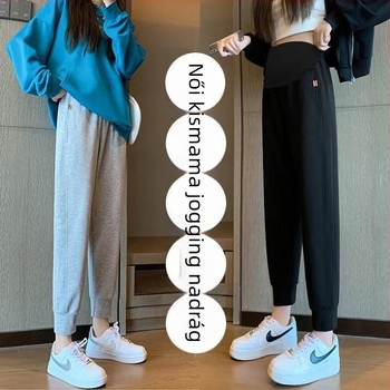 Long Edge Kismama fleecével bélelt sportnadrág belső béléssel, laza szabás, has-támasz, pamut 50-70% + spandex 30-50%, közepes vastagság