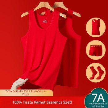 Férfi 100% pamut alapréteg mellény, vékony anyag, 7A antibakteriális, 160 g